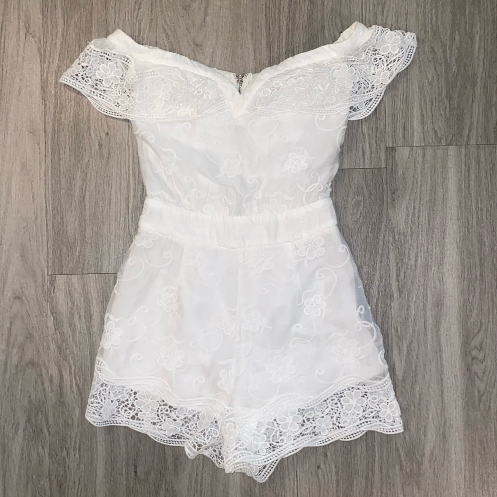 Tiger Mist White Crochet Romper